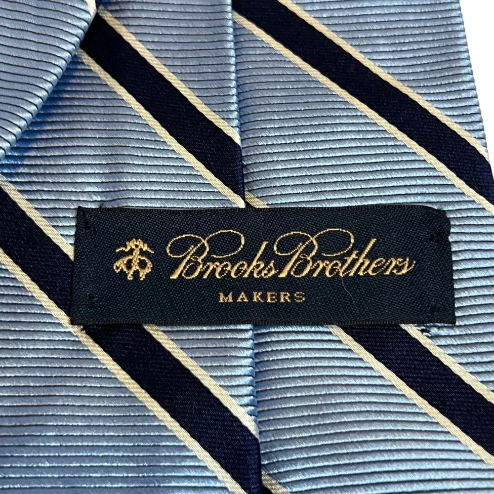 Brooks Brothers Necktie‎ Men One Size Blue Striped Silk Repp Makers England USA